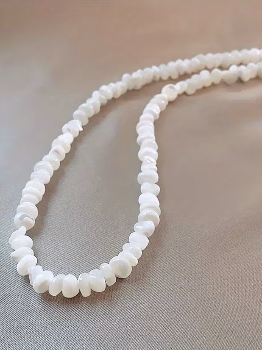 Beaded Necklace White Cream Boho Beach Surfer Coastal Jewelry Men Women Gift